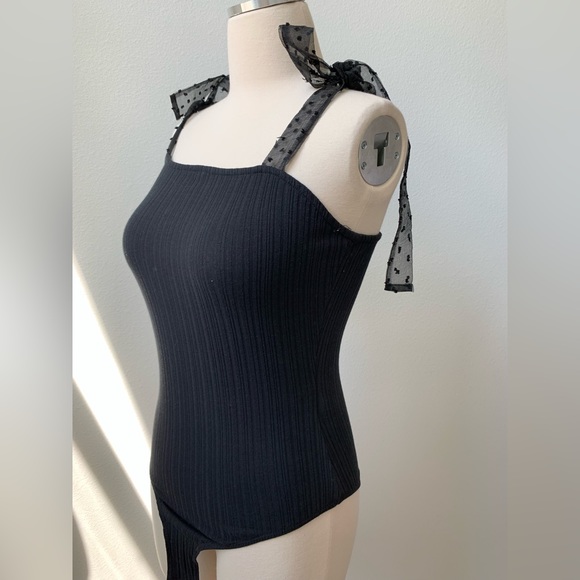 Swiss Dot Shoulder Tie Bodysuit - Picture 8 of 14